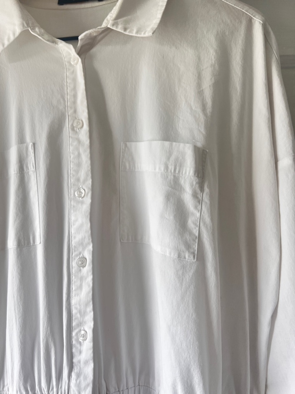 White Maxi Shirt Dress - Long sleeve Button-Down plus size - Picture 4 of 14